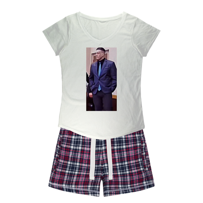 wade in a suit Wade Wilson Sexy Women's Tee & Flannel Short